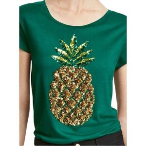 H&M Medium Green Pineapple Sequin Top